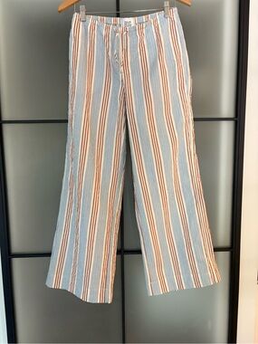 BDG Striped Drawstring Pants in Blue, Rust & Cream